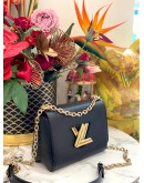 (LIKE NEW) LOUIS VUITTON TWIST PM FLAP SHOULDER BAG IN GOLD HARDWARE WITH BLACK EPI LEATHER -FULL SET-