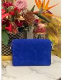 TOD'S DOUBLE T SHOCK BLUE VELVET LEATHER SILVER HARDWARE CROSSBODY BAG