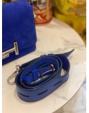 TOD'S DOUBLE T SHOCK BLUE VELVET LEATHER SILVER HARDWARE CROSSBODY BAG