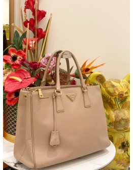 PRADA GALLERIA LARGE BEIGE SAFFIANO LEATHER HANDLE BAG
