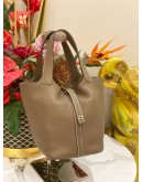 2022 HERMES PICOTIN 18 IN ETOUPE CLEMENCE LEATHER     