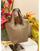 2022 HERMES PICOTIN 18 IN ETOUPE CLEMENCE LEATHER     