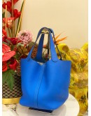 HERMES PICOTIN LOCK 22 BLEU HYDRA TOGO LEATHER & PALLADIUM HARDWARE