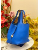HERMES PICOTIN LOCK 22 BLEU HYDRA TOGO LEATHER & PALLADIUM HARDWARE