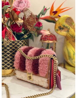 COACH SHEARLING HUTTON SHOULDER BAG 18 WITH PATCWORK 3 COLOURS