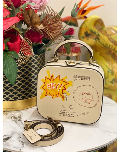 COACH X JEAN MICHEL BASQUIAT IVORY SQUARE CROSSBODY BAG BEIGE