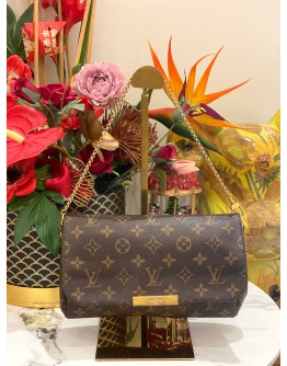 LOUIS VUITTON FAVORITE PM IN BROWN MONOGRAM CANVAS CHAIN SHOULDER BAG