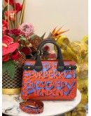 (LIKE NEW) BURBERRY LEATHER PRINTED GRAFFITI BANNER SATCHEL BAG WITH STRAP 