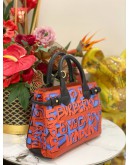 (LIKE NEW) BURBERRY LEATHER PRINTED GRAFFITI BANNER SATCHEL BAG WITH STRAP 