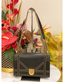 CHRISTIAN DIOR MEDIUM DIORAMA FLAP SHOULDER BAG IN BLACK CALFSKIN LEATHER