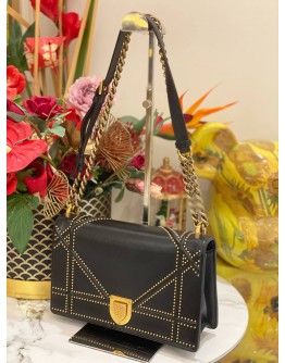 CHRISTIAN DIOR MEDIUM DIORAMA FLAP SHOULDER BAG IN BLACK CALFSKIN LEATHER