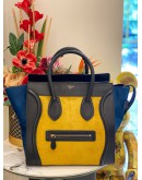 CELINE MINI LUGGAGE TOP HANDLE BAG IN MULTICOLOR PONYHAIR WITH BLACK CALFSKIN LEATHER