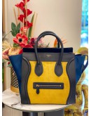 CELINE MINI LUGGAGE TOP HANDLE BAG IN MULTICOLOR PONYHAIR WITH BLACK CALFSKIN LEATHER