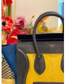 CELINE MINI LUGGAGE TOP HANDLE BAG IN MULTICOLOR PONYHAIR WITH BLACK CALFSKIN LEATHER