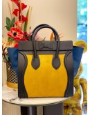 CELINE MINI LUGGAGE TOP HANDLE BAG IN MULTICOLOR PONYHAIR WITH BLACK CALFSKIN LEATHER