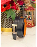 HERMES H BUCKLE BELT WITH REVERSIBLE LEATHER STRAP GOLD HARWARE