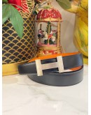 HERMES H BUCKLE BELT WITH REVERSIBLE LEATHER STRAP GOLD HARWARE