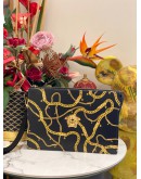 (LIKE NEW) VERSACE MEDUSA CHAIN PRINT POUCH IN BLACK CALFSKIN LEATHER WITH GOLD