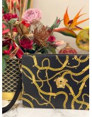 (LIKE NEW) VERSACE MEDUSA CHAIN PRINT POUCH IN BLACK CALFSKIN LEATHER WITH GOLD