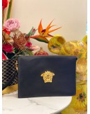 (LIKE NEW) VERSACE MEDUSA POUCH IN BLACK CALFSKIN LEATHER