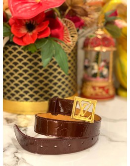 LOUIS VUITTON AMARANTE MONOGRAM VERNIS LV FRAME BELT LOUIS VUITTON AMARANTE MONOGRAM VERNIS LV FRAME BELT