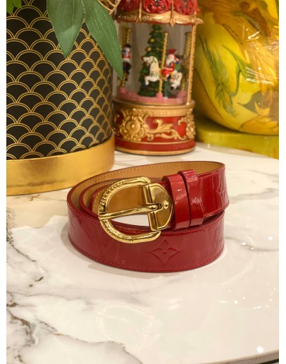 LOUIS VUITTON RED MONOGRAM VERNIS BELT 