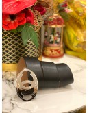 CHANEL BLACK CC LEATHER BELT IN BLACK