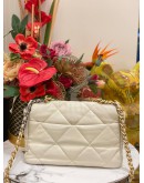 (UNUSED) CHANEL 19 FLAP SHOULDER BAG IN IVORY LAMBSKIN LEATHER -FULL SET-