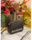 BALENCIAGA XS LOGO VILLE BLACK LEATHER CAMERA CROSSBODY BAG 