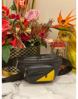FENDI MONSTER EYE WAIST BAG IN BLACK LEATHER -FULL SET- FENDI MONSTER EYE WAIST BAG IN BLACK LEATHER -FULL SET-