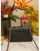 CHANEL CLASSIC SMALL SINGLE FLAP CHAIN SHOULDER BAG IN BLACK LAMBSKIN LEATHER GOLD CHAIN 