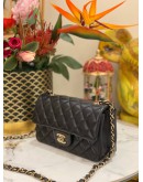 CHANEL CLASSIC SMALL SINGLE FLAP CHAIN SHOULDER BAG IN BLACK LAMBSKIN LEATHER GOLD CHAIN 