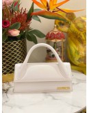 JACQUEMUS THE LONG CHIQUITO TOP HANDLE AND CROSSBODY BAG IN WHITE CALFSKIN LEATHER