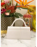 JACQUEMUS THE LONG CHIQUITO TOP HANDLE AND CROSSBODY BAG IN WHITE CALFSKIN LEATHER
