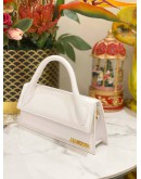 JACQUEMUS THE LONG CHIQUITO TOP HANDLE AND CROSSBODY BAG IN WHITE CALFSKIN LEATHER
