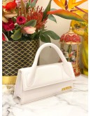 JACQUEMUS THE LONG CHIQUITO TOP HANDLE AND CROSSBODY BAG IN WHITE CALFSKIN LEATHER