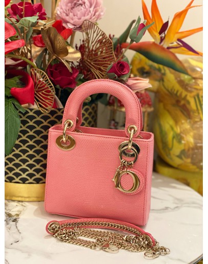 (UNUSED) CHRISTIAN DIOR LADY DIOR MINI LIZARD ROSE DES VENTS GOLD HARDWARE