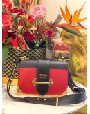 PRADA CITY CALF SAFFIANO CAHIER BAG RED BLACK CROSSBODY BAG