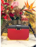 PRADA CITY CALF SAFFIANO CAHIER BAG RED BLACK CROSSBODY BAG