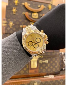 ROLEX DAYTONA COSMOGRAPH REF 16523 HALF 18K 750 YELLOW GOLD CHAMPAGNE DIAL 40MM AUTOMATIC WATCH
