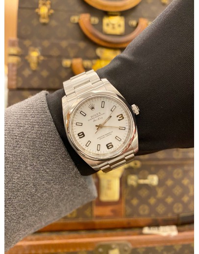 (LIKE NEW) 2010 ROLEX OYSTER PERPETUAL AIR KING REF 114200 WHITE DIAL 34MM AUTOMATIC WATCH