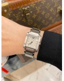 (LIKE NEW) 2017 CARTIER TANK FRANCAISE LADIES REF 3751 WHITE DIAMOND DIAL 25MM X 30MM QUARTZ WATCH -FULL SET-