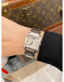 (LIKE NEW) 2017 CARTIER TANK FRANCAISE LADIES REF 3751 WHITE DIAMOND DIAL 25MM X 30MM QUARTZ WATCH -FULL SET-