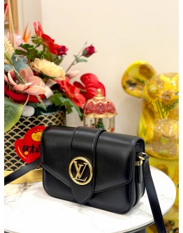 (UNUSED) LOUIS VUITTON PONT NEUF SHOULDER BAG IN BLACK CALFKSIN LEATHER 