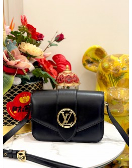 (UNUSED) LOUIS VUITTON PONT NEUF SHOULDER BAG IN BLACK CALFKSIN LEATHER 