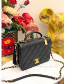 (LIKE NEW) CHANEL 23B  FLAG BAG WITH HANDLE CAVIAR GOLD HARDWARE 