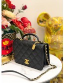 (LIKE NEW) CHANEL 23B  FLAG BAG WITH HANDLE CAVIAR GOLD HARDWARE 