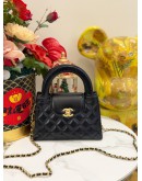 (UNUSED) CHANEL MINI KELLY IN BLACK LAMBSKIN LEATHER- FULL SET-