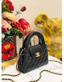 (UNUSED) CHANEL MINI KELLY IN BLACK LAMBSKIN LEATHER- FULL SET-