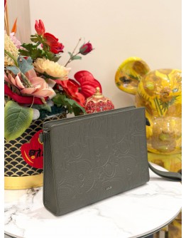 (LIKE NEW) DIOR CLUTCH IN GRAY DIOR GRAVITY LEATHER  